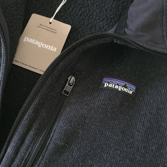 Patagonia New Better Sweater Fleece Jacket Full-Zip Men XL Black w/ Logo - Picture 9 of 12